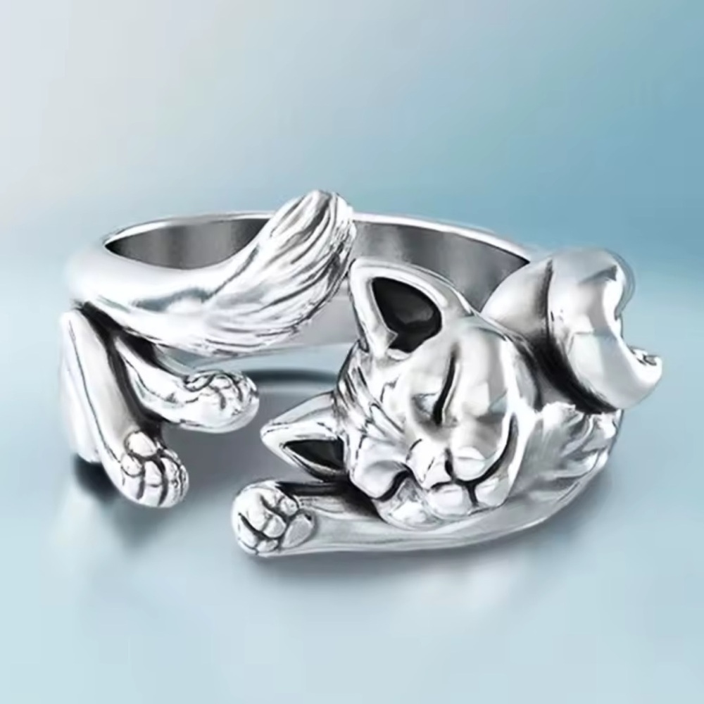 Anthropologie Silver Cat Ring - Picture 3 of 3